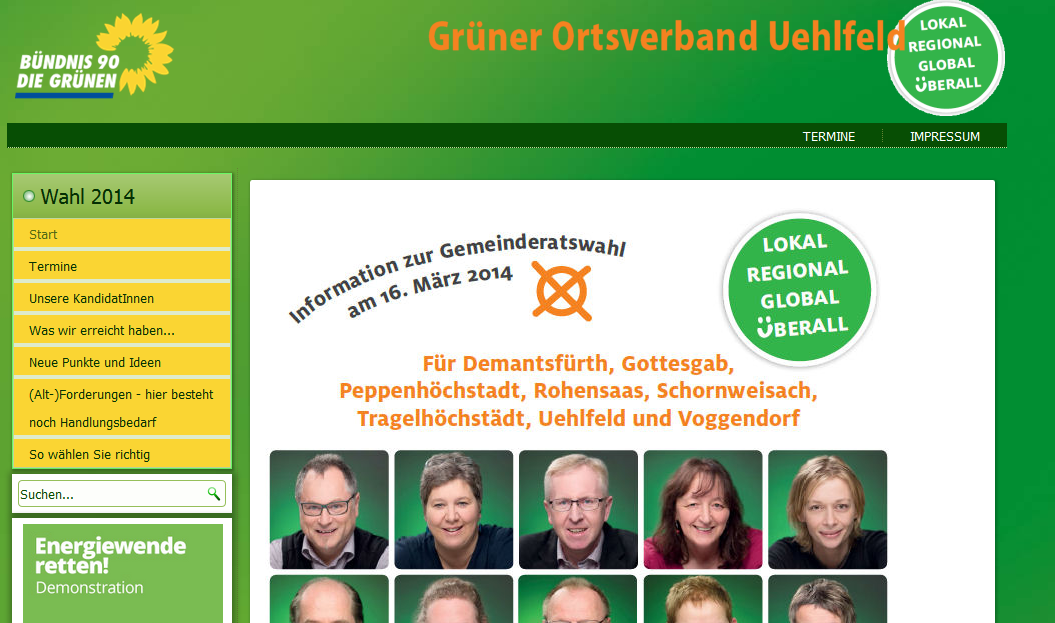 Neue Homepage der Uehlfelder Grünen