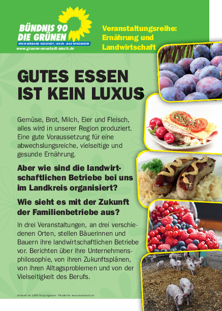 Gutes Essen ist kein Luxus - Veranstaltungsreihe zu Ernährung und Landwirtschaft